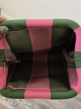 Striped Knit Tote Bag in Pink and Green